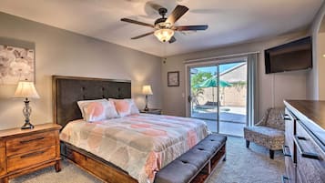 4 bedrooms, iron/ironing board, internet, bed sheets