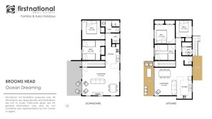 Plans d’aménagement pour un appartement de deux chambres comprenant un salon/salle à manger, une cuisine et une terrasse.