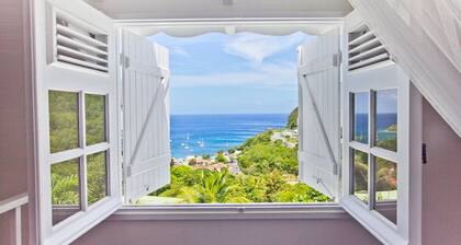"O Coeur de Deshaies", Cocoa Duplex. Room with sea view. A/C. Swimming pool.