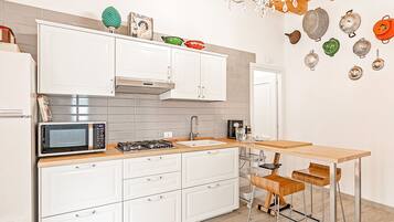 Apartamento, 5 quartos | Cozinha privada | Geladeira grande, fogão, cooktop, chaleira elétrica