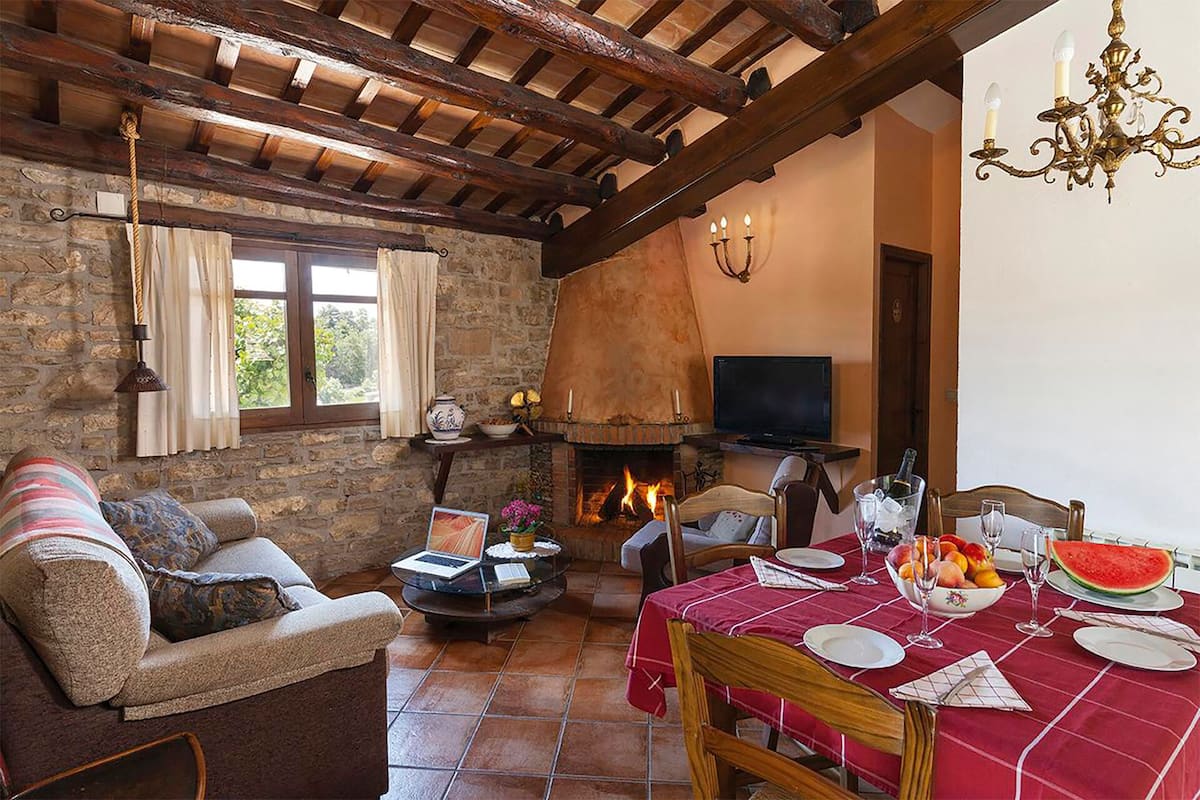House, 2 Bedrooms (La Botiga del Gra) | Living room | Flat-screen TV, fireplace, table tennis, books