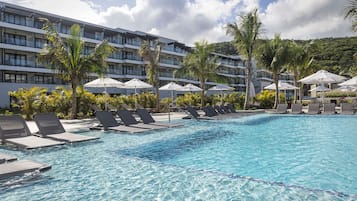 2 outdoor pools, open 7:00 AM to 7:00 PM, cabanas (surcharge)