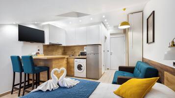 Desk, blackout curtains, iron/ironing board, free WiFi