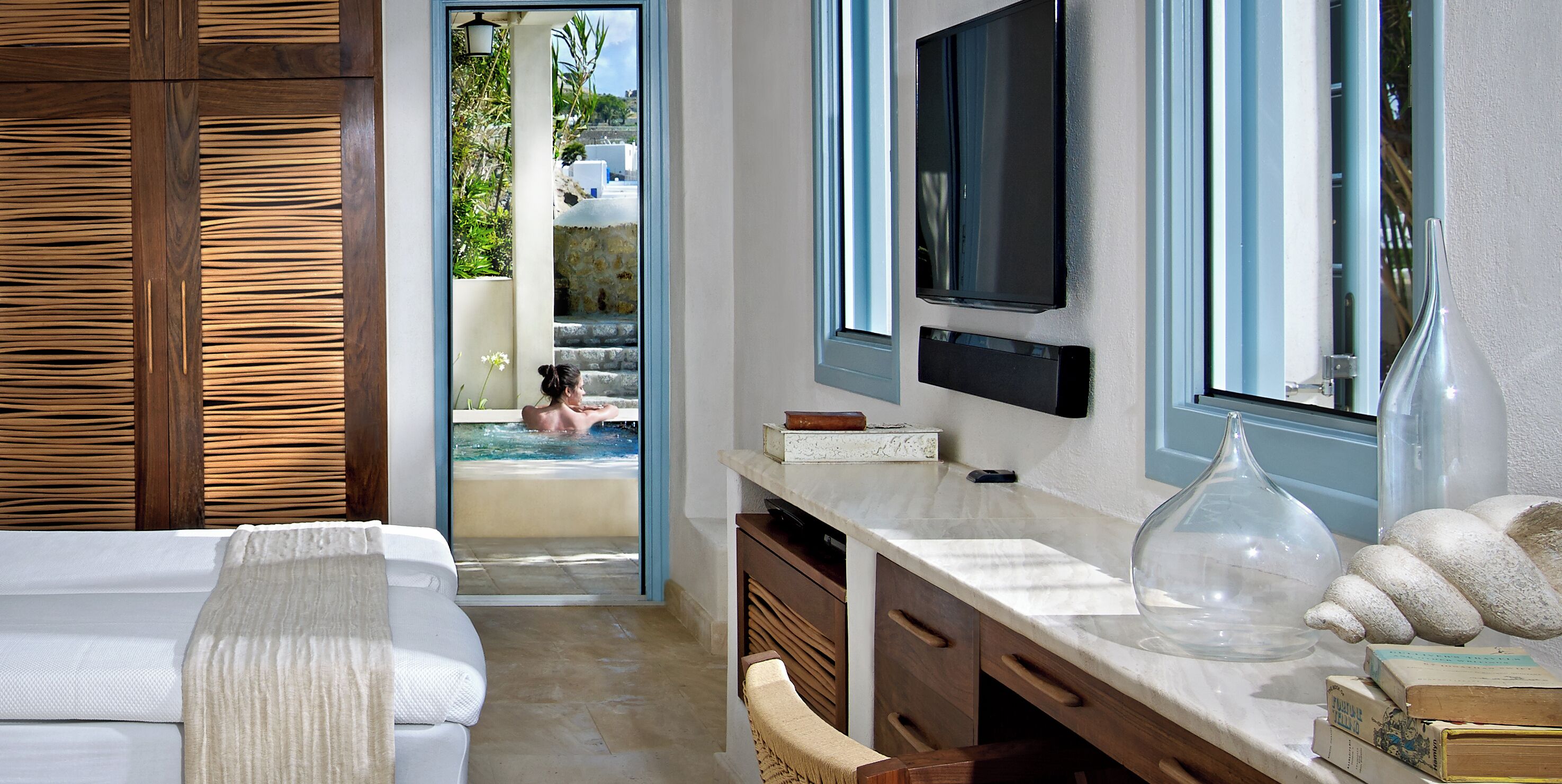 Belvedere Waterfront Villa (350meters from main Hotel) | Pillowtop beds, minibar, in-room safe, desk