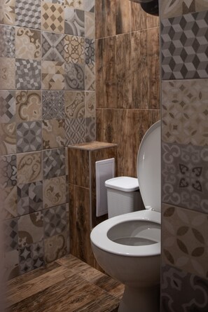 Shower, soap, toilet paper