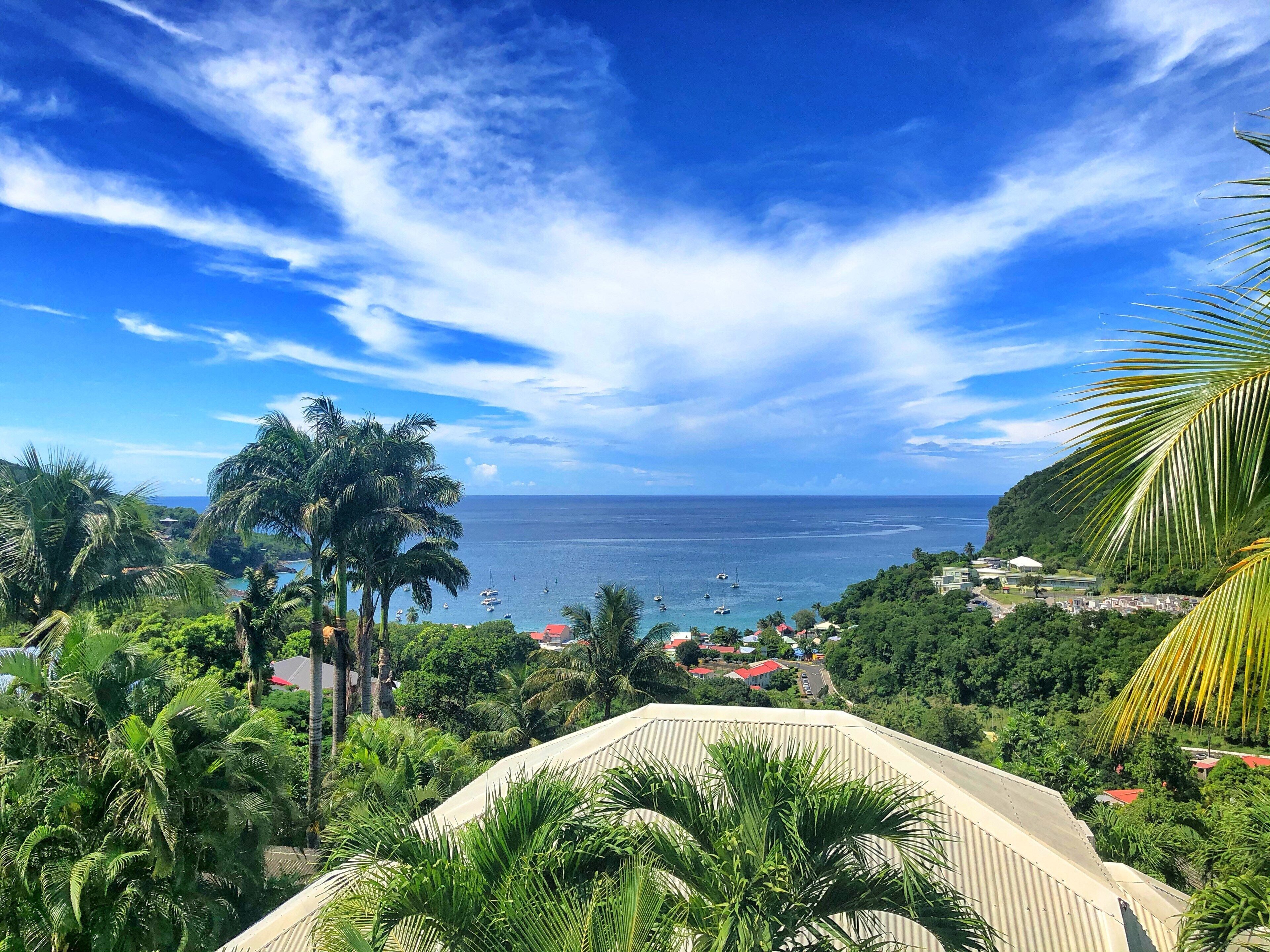 Sea view from the terrace of the Grande Anse apartment in Deshaies