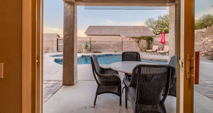 Mystic Mirage is truly a desert oasis with pool and mountain views.