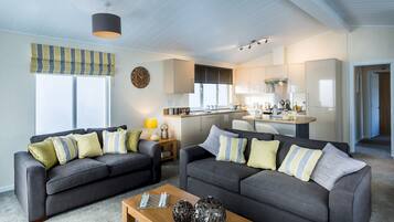 TV connectée, cheminée, lecteur de DVD