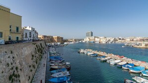 A harbor with boats docked along the quay, a stone wall on one side, and buildings in the background. - 2 bedroom gorgeous home in Nardò (Nardò)