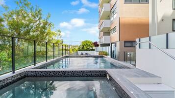 Outdoor pool, pool loungers