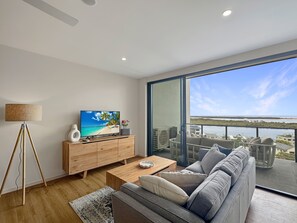 Penthouse, 3 Bedrooms | Living area | 40-inch Smart TV with digital channels, TV - Direct Collective - Rhythm on Beach (Maroochydore)