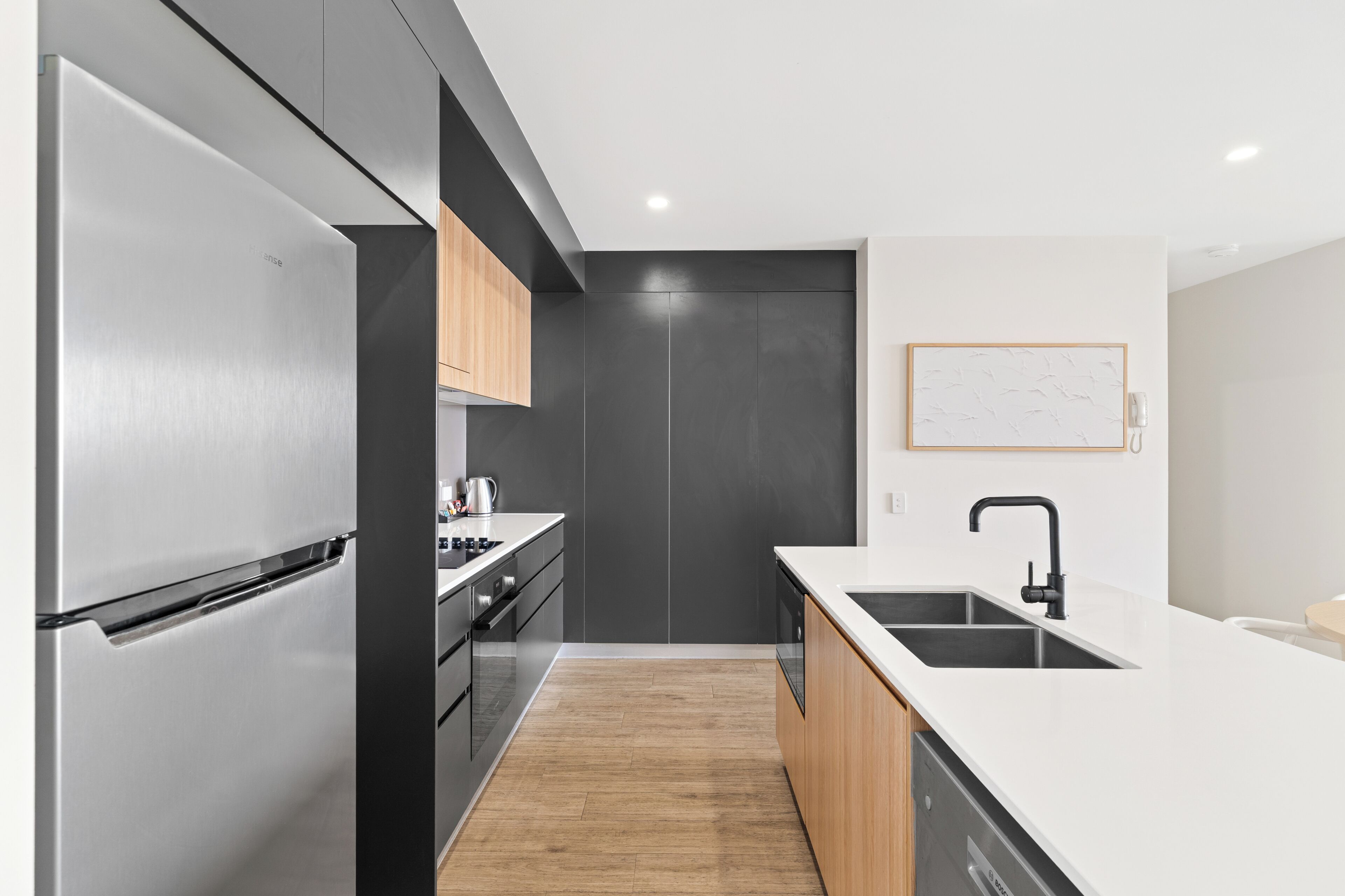 Apartemen, 2 kamar tidur | Dapur pribadi | Lemari es, microwave, oven, dan kompor