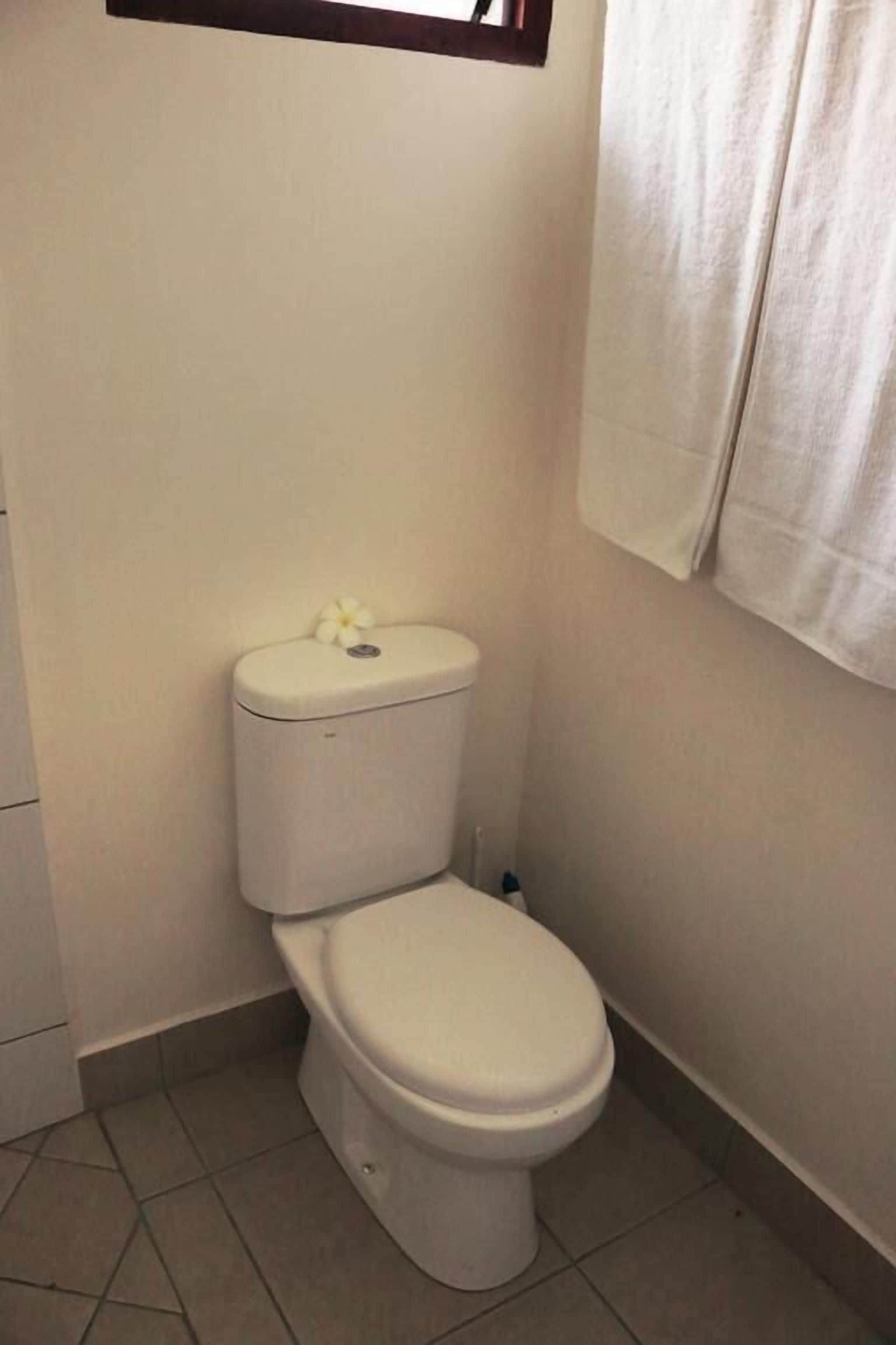 Un piccolo gabinetto bianco in un bagno con una parete semplice e un asciugamano appeso al muro.
