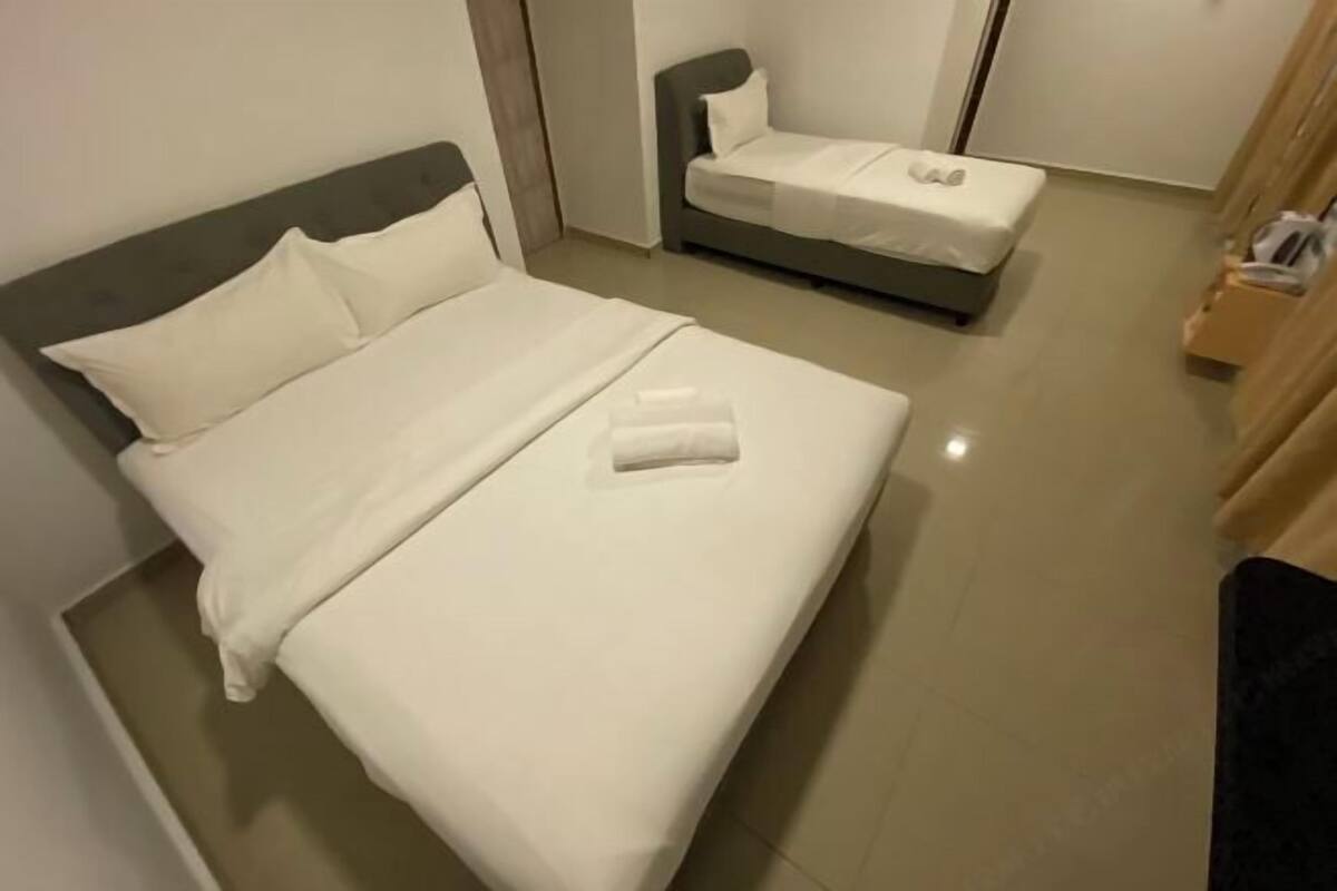 Desk, blackout drapes, iron/ironing board (on request), WiFi (free)