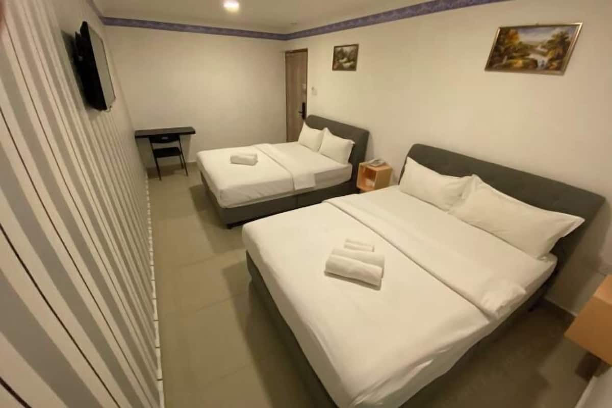 Desk, blackout curtains, iron/ironing board, free WiFi