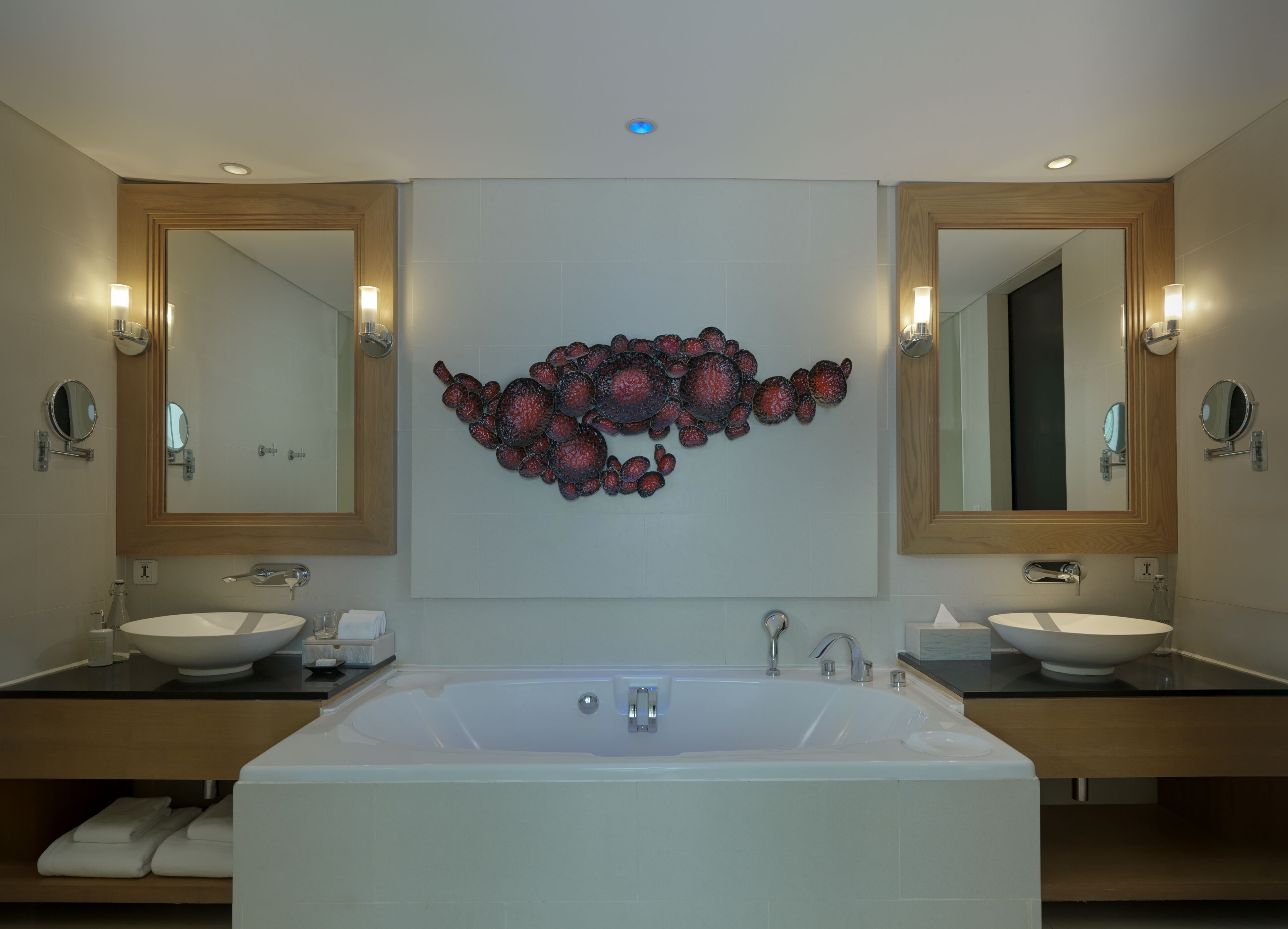 one bedroom suite | bathroom | separate bathtub and shower, deep-soaking bathtub, designer toiletries