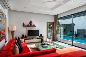 Villa, 3 habitaciones, para no fumadores, cocina | Sala de estar | Smart TV de 55 pulgadas con canales por cable y televisión 