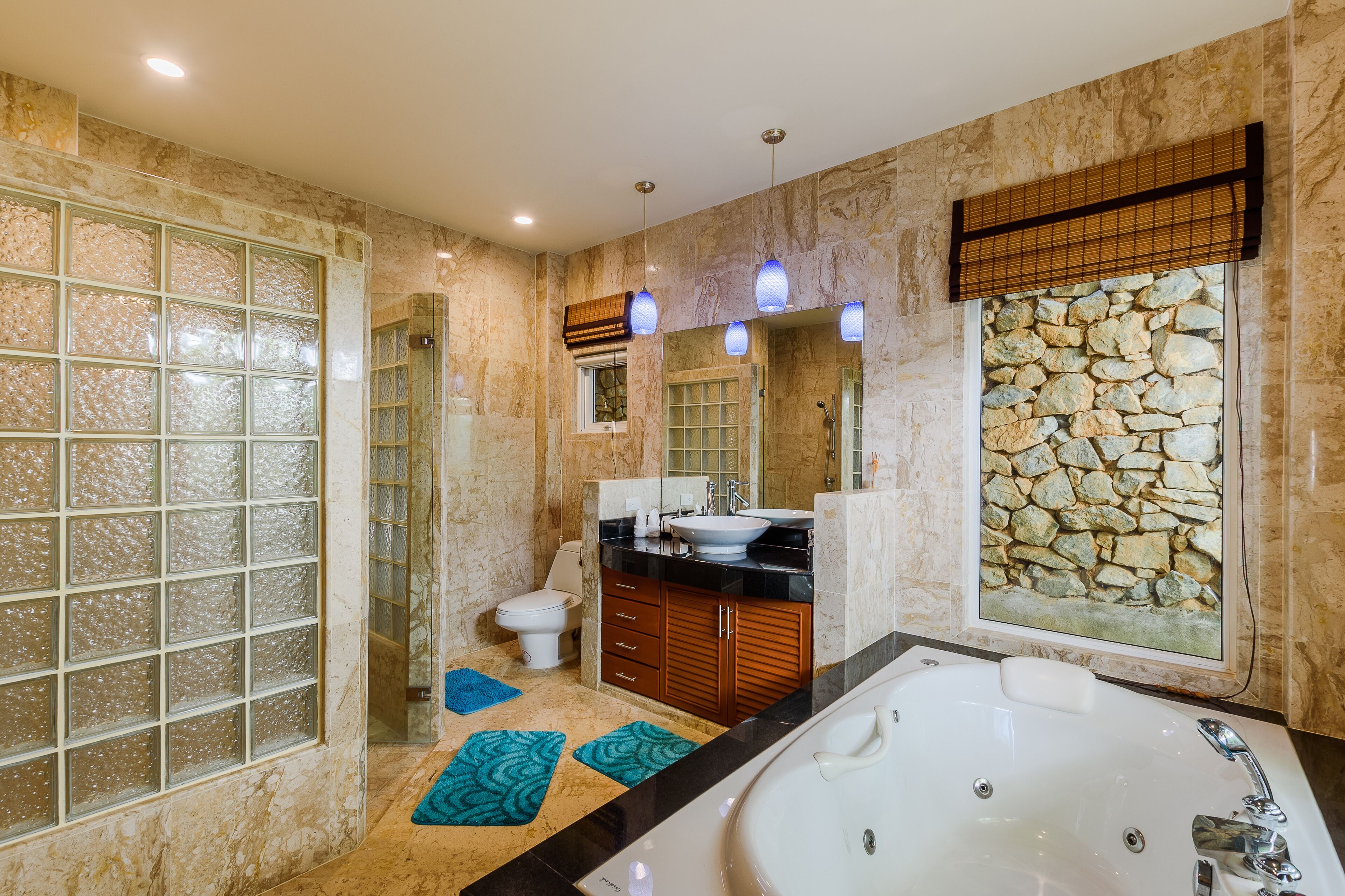 Villa, 2 Bedrooms, Non Smoking, Kitchen | Bathroom | Rainfall showerhead, hair dryer, towels, soap