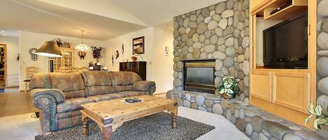 TV, fireplace, DVD player, ping pong