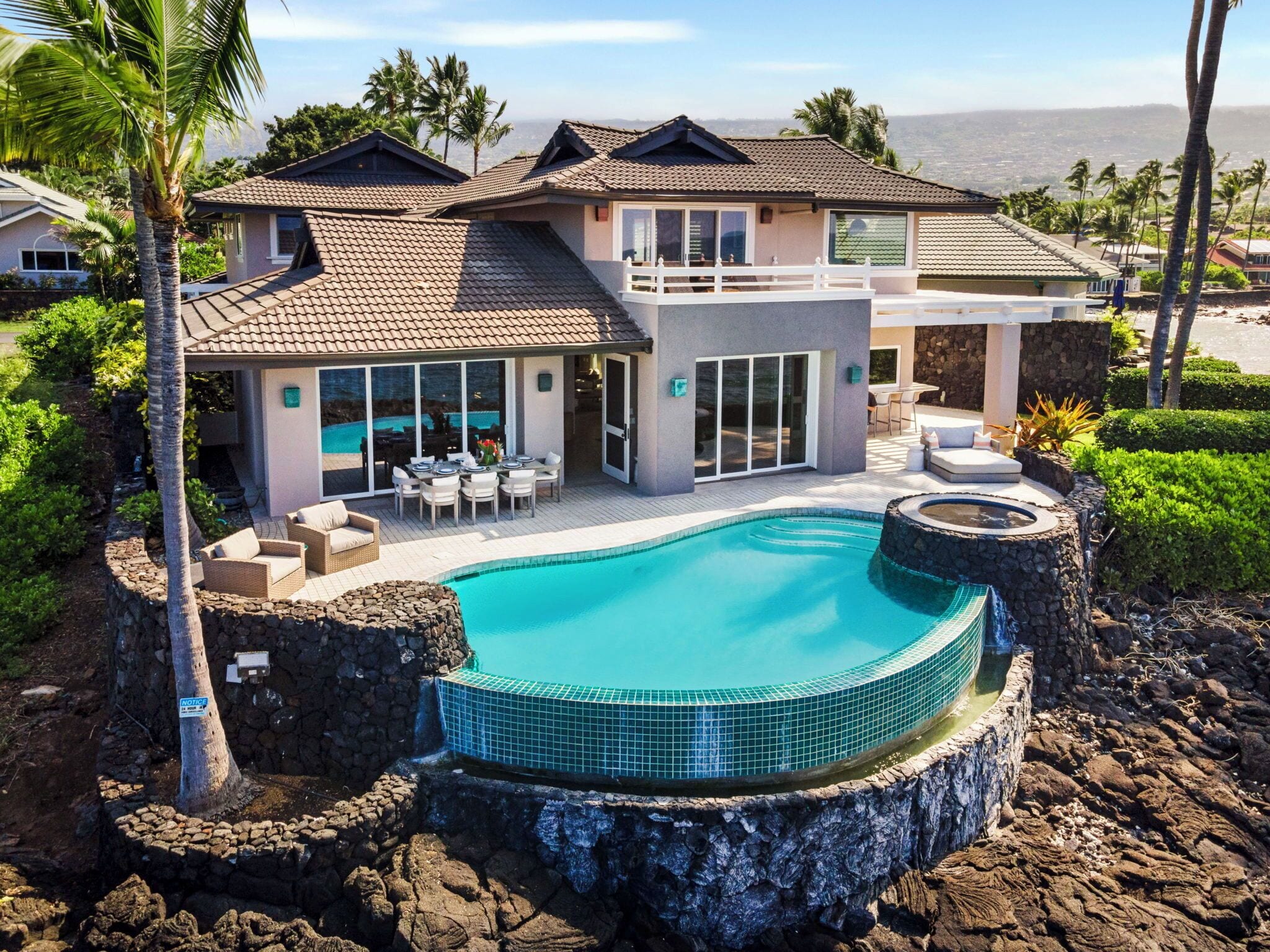 An infinity pool, a heated pool