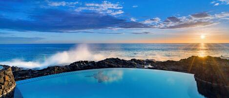 An infinity pool, a heated pool