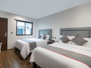 Quarto standard, 2 camas de casal | Roupas de cama de algodão egípcio, roupas de cama premium