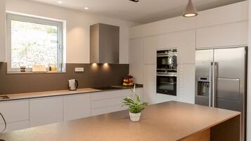 Luxury Villa, Private Pool | Private kitchen | Full-size fridge, microwave, oven, stovetop