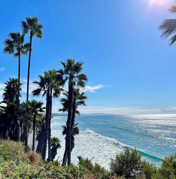 Beach nearby, sun loungers, beach towels