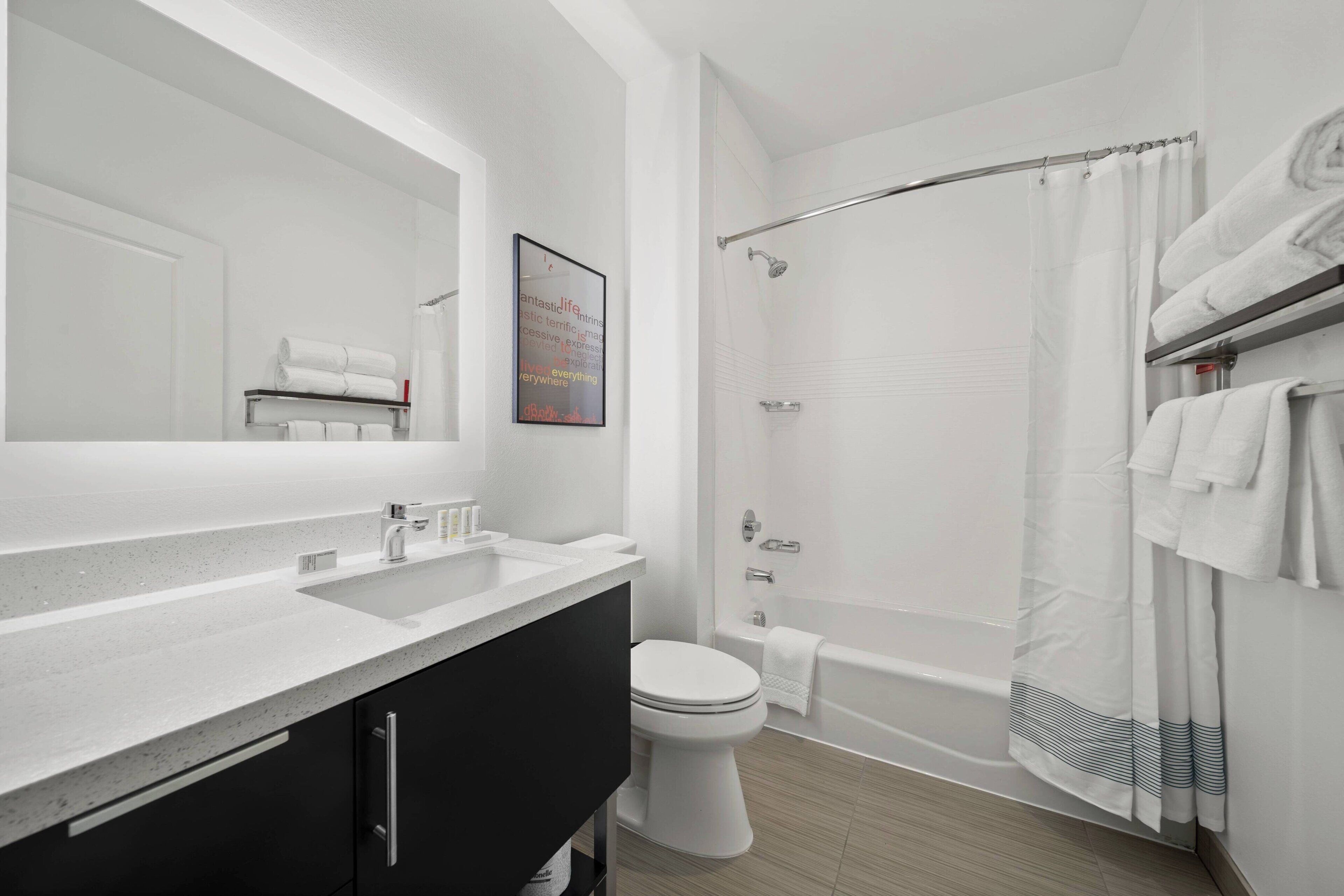 free toiletries, hair dryer, towels