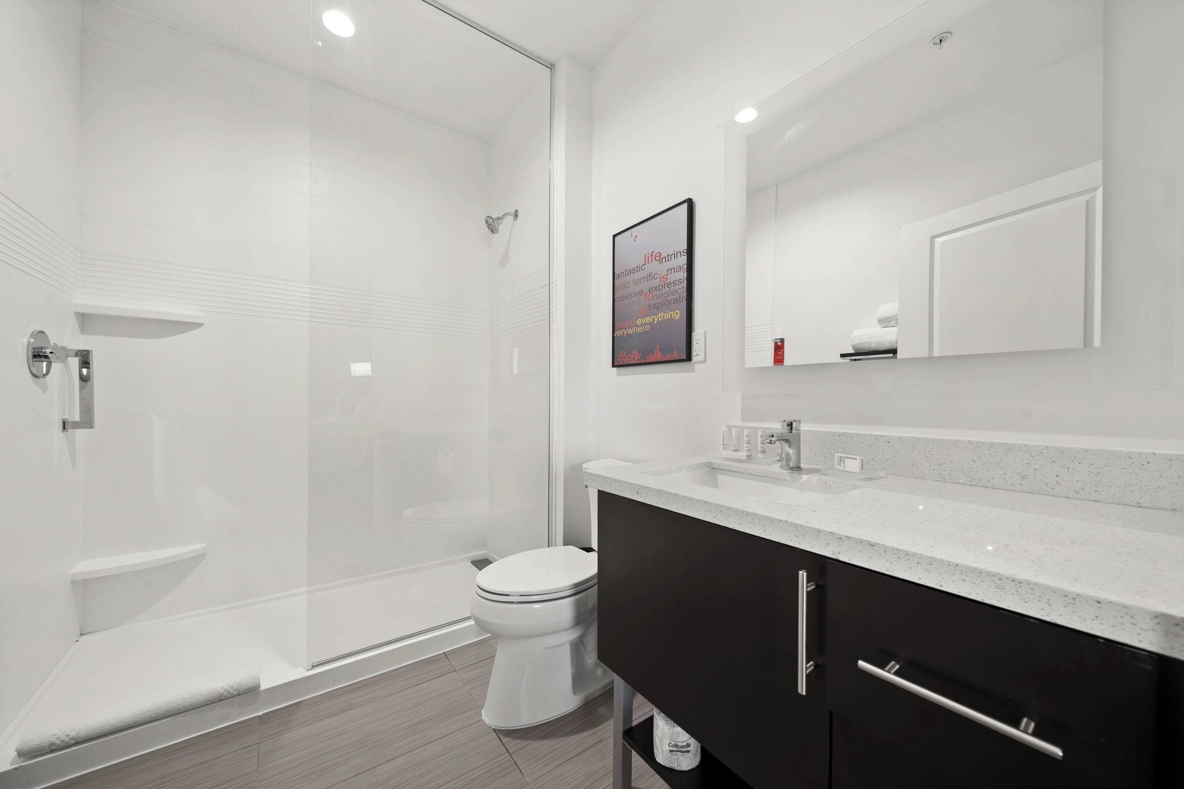 free toiletries, hair dryer, towels