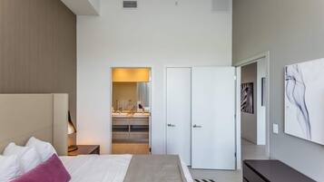 1 bedroom, desk, iron/ironing board, travel cot