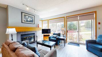 TV, fireplace, DVD player, stereo