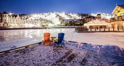 Cozy, mountain-view condo with fireplace, pool, tennis & balcony - walk to lift