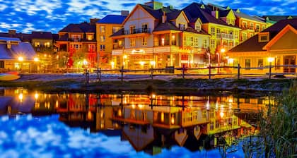 Ground level luxury condo w/ a full kitchen, fireplace, & outdoor dining area