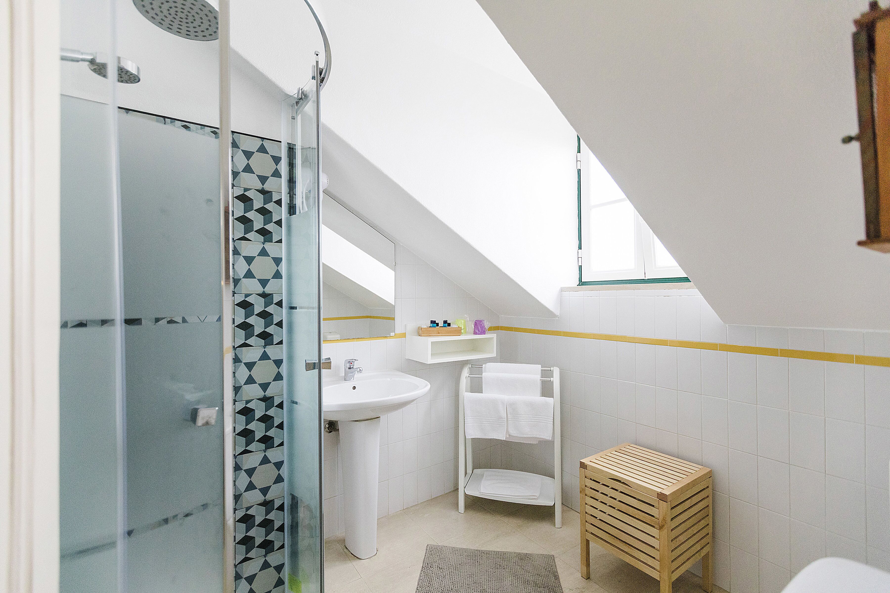 twin room (attic) | bathroom | shower, rainfall showerhead, free toiletries, hair dryer