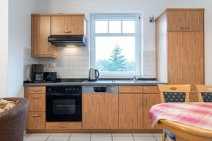 Fridge, oven, dishwasher, coffee/tea maker