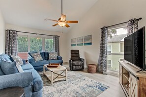 TV, DVD player, books