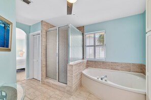 Bathtub, towels, shampoo