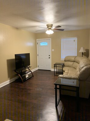 TV, fireplace - BLUEBONNET AND PERKINS - WHOLE  HOUSE CUTE LITTLE HOUSE IN THE HEART OF IT ALL  (Baton Rouge)