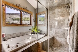Combined shower/tub, hair dryer