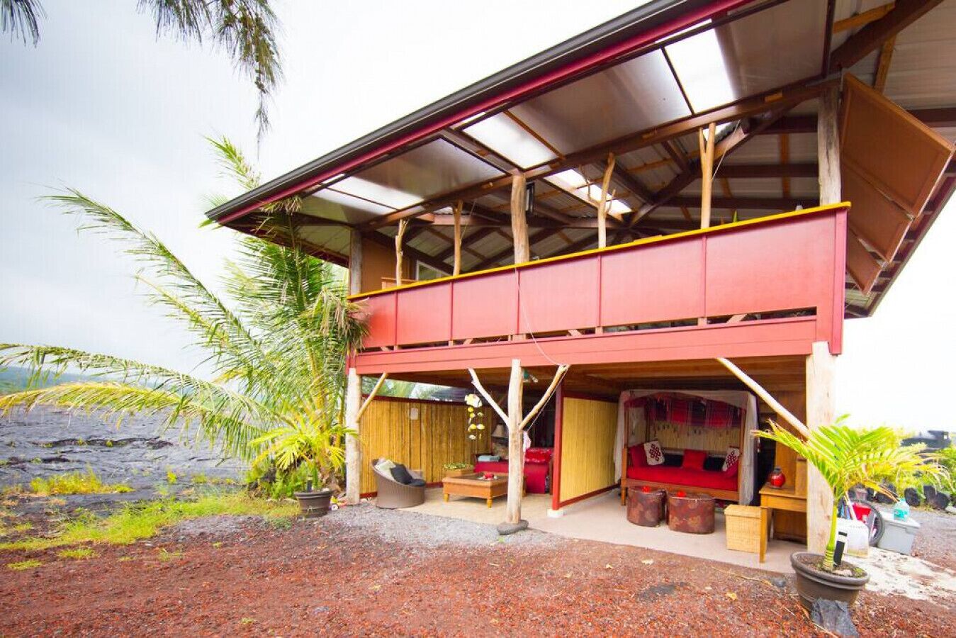 Off-grid, unique Lava Temple, built upon the newest land on earth ~ at home in the elements ~