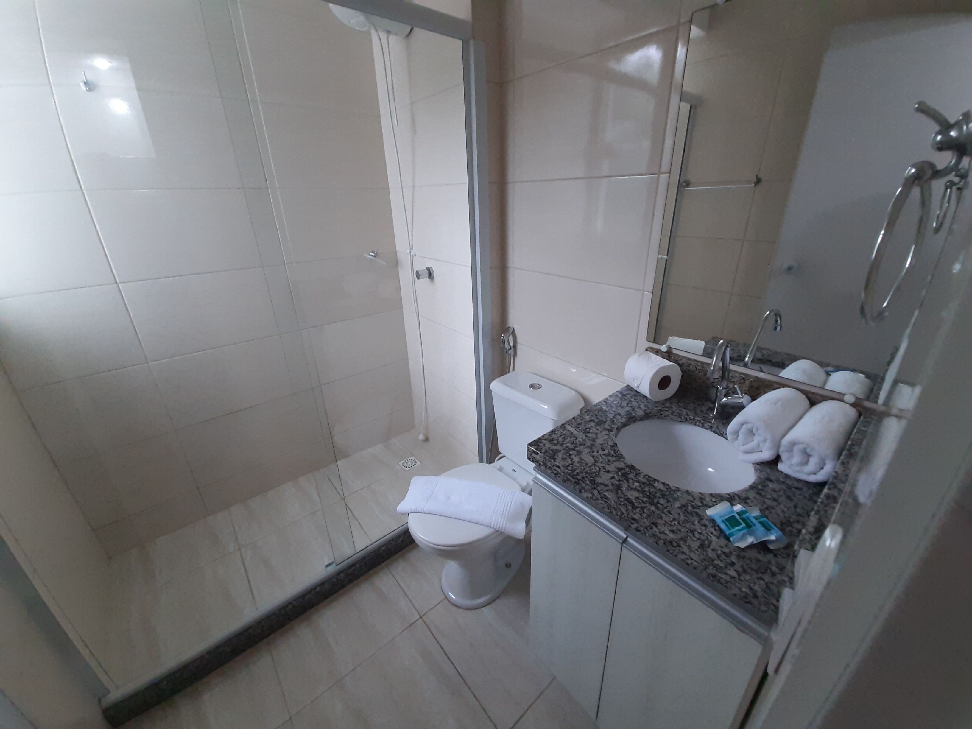 shower, rainfall showerhead, towels