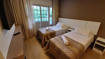 Blackout drapes, soundproofing, free WiFi, bed sheets