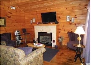 Smart TV, fireplace, DVD player, foosball