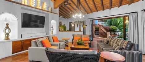 Smart TV, music library, stereo