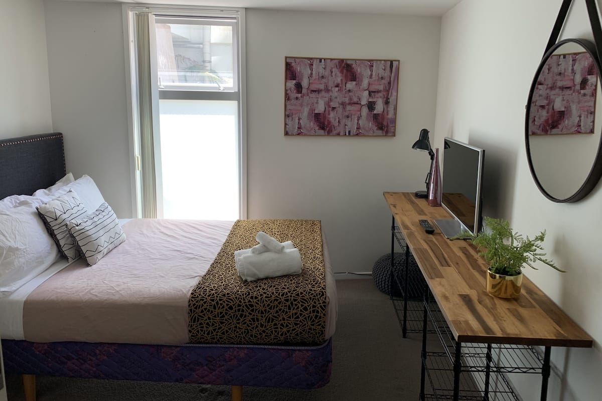 Pillow-top beds, desk, laptop workspace, iron/ironing board