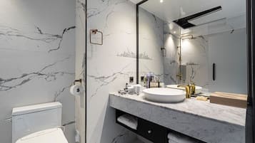 Habitació Deluxe (A) | Bany | Articles de tocador gratuïts, assecador de cabells, barnussos i bidet
