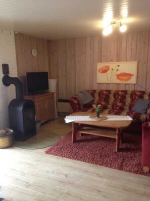 Televisión y chimenea 