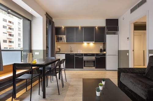 Deluxe Apartment, 2 Bedrooms | Private kitchen | Espresso maker, coffee/tea maker, full-size fridge, microwave