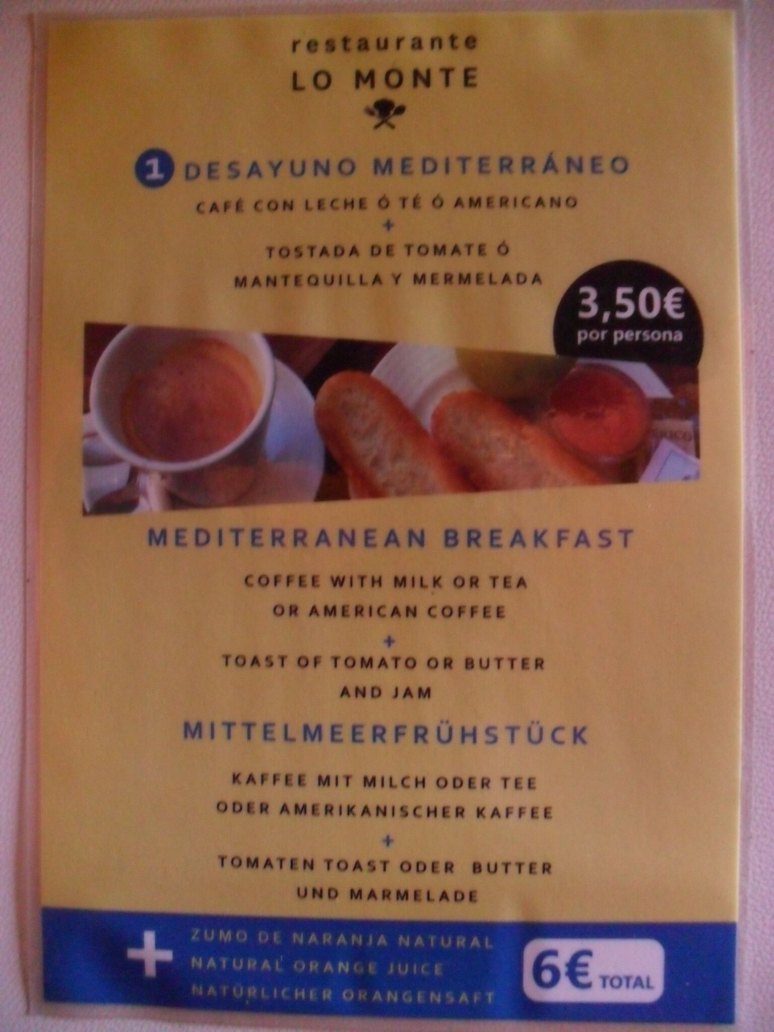 daily continental breakfast (eur 6.00 per person)